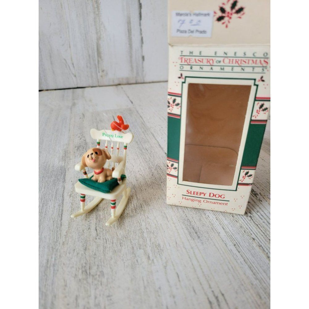 Enesco sleepy dog puppy love ornament 1987 vintage ornament Xmas tree